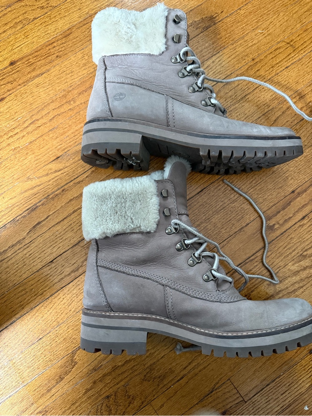 Timberland Taupe Shearling-Lined Lace-Up Boots